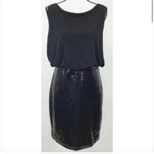 Cynthia Rowley Black Sequin Draped Top Dress